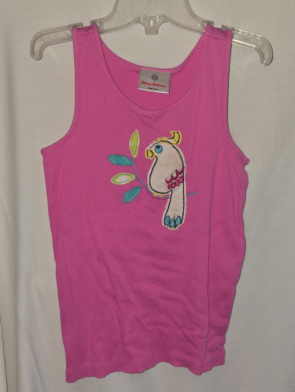 Hanna Andersson Pink Tank Top with Parrot Appliqué